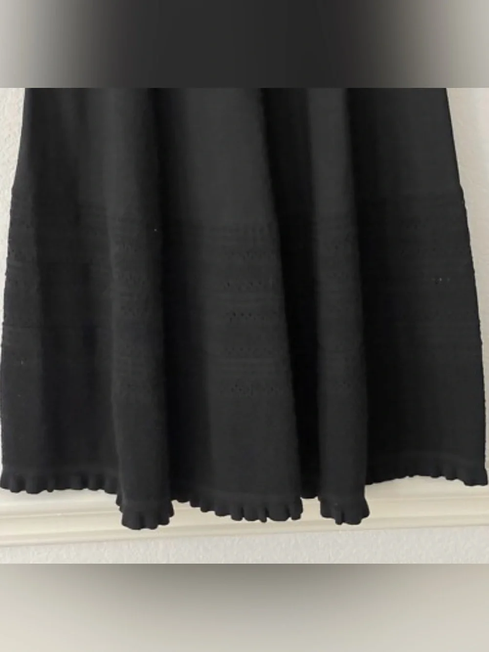 Kate Spade Sweater Knit Pointelle Dress Ruffle Neck Sleeves Fit & Flare Academia